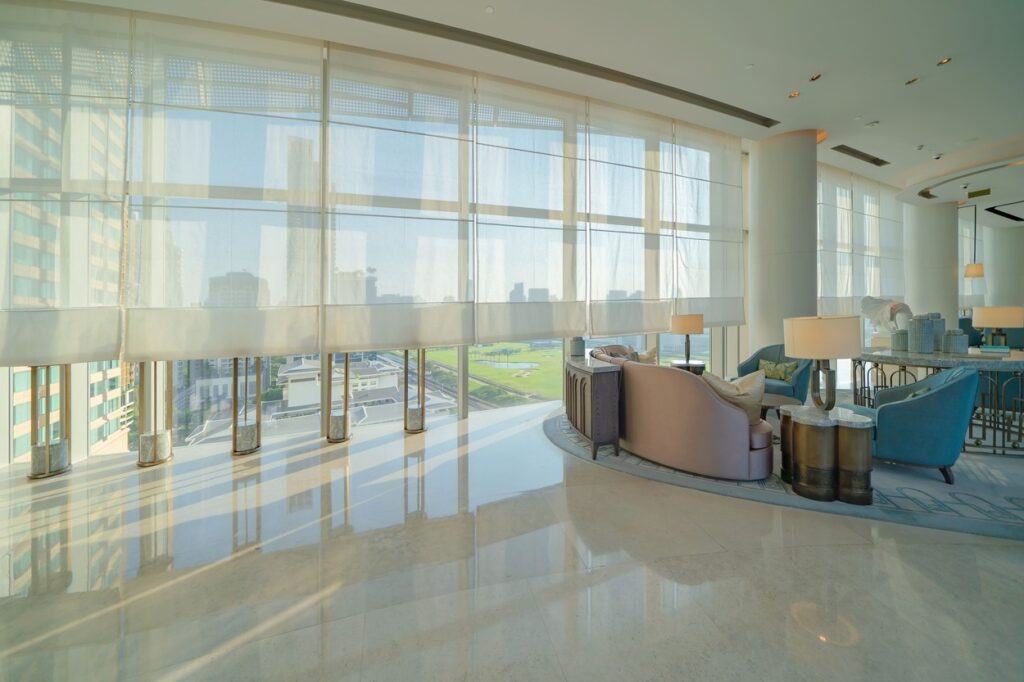 Floor to Ceiling Motorized Shades - custom window treatments